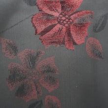 Load image into Gallery viewer, Kimono Vintage(1950-1980) Black Wine red See-Through Flower Silk #10279E4
