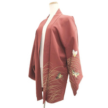 Load image into Gallery viewer, Haori Jacket Reddish Brown Butterfly Silk #10949F2
