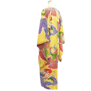 Juban Vintage(1920-1950) Light Yellow Phoenix Silk #10371F4