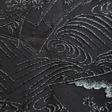 Load image into Gallery viewer, Haori Jacket Vintage(1950-1980) Black Silver Wave Floral pattern Silk #10988F4
