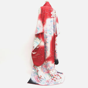 Furisode Red Crane Sakura Tall Silk #9701J5