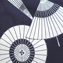 Load image into Gallery viewer, Yukata Vintage(1950-1980) Navy White Bangasa Umbrella Cotton #10489B1
