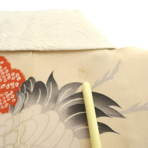 Juban Vintage(1950-1980) Cream white Crane Birds Silk #10508B1