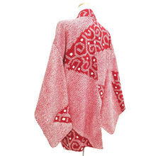 Load image into Gallery viewer, Haori Jacket Vintage(1920-1950) Red Shibori Botanical Silk #11007F5
