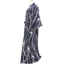 Load image into Gallery viewer, Yukata Vintage(1950-1980) Navy Swallow Willow Cotton #10481A5
