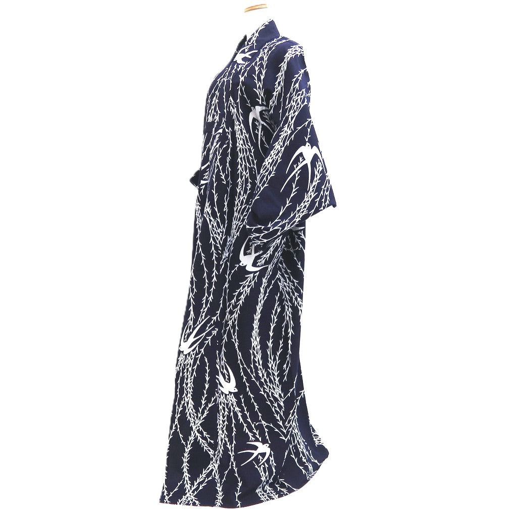 Yukata Vintage(1950-1980) Navy Swallow Willow Cotton #10481A5