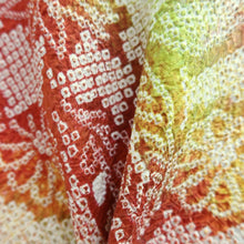 Load image into Gallery viewer, Haori Jacket Red Yellow Full Shibori Flower Silk #10839E2
