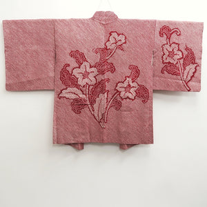 Haori Jacket Vintage(1950-1980) Red Full Shibori Flower Silk #10237E2