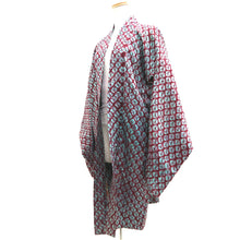 Load image into Gallery viewer, Haori Jacket Vintage(1920-1950) Wine red Light Blueish Shibori Kumoshibori Long Silk #9963C1
