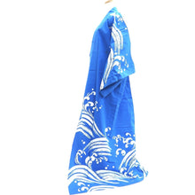 Load image into Gallery viewer, Yukata Vintage(1950-1980) Blue Wave Cotton #10352F3
