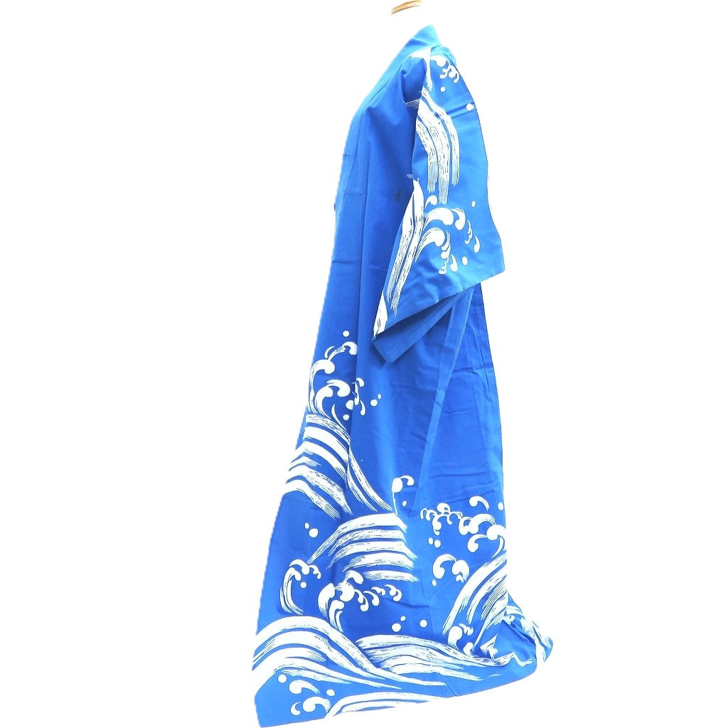 Yukata Vintage(1950-1980) Blue Wave Cotton #10352F3