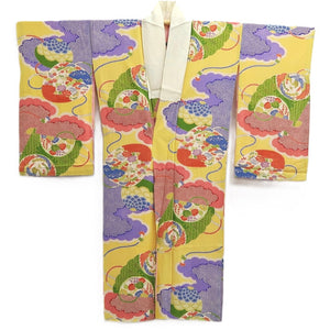 Juban Vintage(1920-1950) Light Yellow Phoenix Silk #10371F4