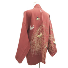 Load image into Gallery viewer, Haori Jacket Reddish Brown Butterfly Silk #10949F2
