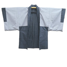 Load image into Gallery viewer, Men's Haori Black Blue Ohshima Leaping Carp Silk #10885E4
