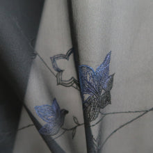 Load image into Gallery viewer, Haori Jacket Vintage(1950-1980) Black Blue Sheer Embroidery Botanical Silk #10979F3
