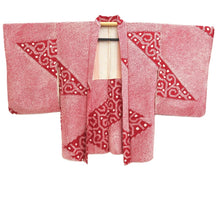 Load image into Gallery viewer, Haori Jacket Vintage(1920-1950) Red Shibori Botanical Silk #11007F5
