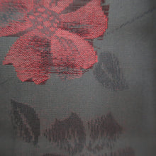 Load image into Gallery viewer, Kimono Vintage(1950-1980) Black Wine red See-Through Flower Silk #10279E4
