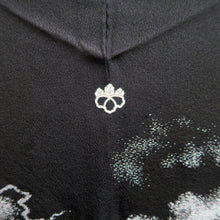 Load image into Gallery viewer, Haori Jacket Vintage(1950-1980) Black Gold Silver Curling Wave Cloud Silk #10828E2
