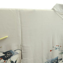 Load image into Gallery viewer, Haori Jacket Vintage(1950-1980) Grayish White Botanical Silk #10847E3
