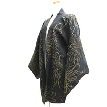 Load image into Gallery viewer, Haori Jacket Vintage(1950-1980) Black Gold Floral pattern Silk #10989F4
