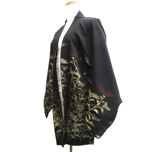Haori Jacket Vintage(1950-1980) Black Gold Chrysanthemum Silk #10192D5