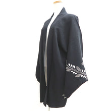 Load image into Gallery viewer, Haori Jacket Vintage(1950-1980) Black Shibori Botanical Silk #10938F1
