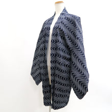 Load image into Gallery viewer, Haori Jacket Midnight blue Full Shibori Wave Silk #10959F2
