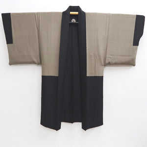Men's Haori Vintage(1950-1980) Black Landscape Silk #10287E4