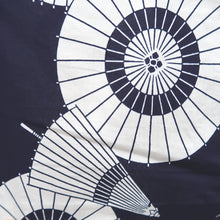 Load image into Gallery viewer, Yukata Vintage(1950-1980) Navy White Bangasa Umbrella Cotton #10489B1
