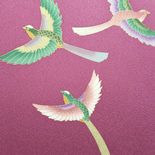 Load image into Gallery viewer, Furisode Magenta Peony Bird Silk #9681J3
