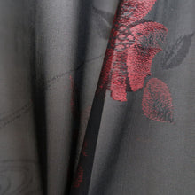 Load image into Gallery viewer, Kimono Vintage(1950-1980) Black Wine red See-Through Flower Silk #10279E4
