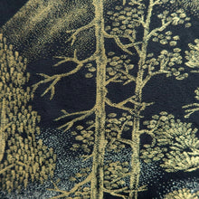 Load image into Gallery viewer, Haori Jacket Vintage(1950-1980) Black Gold Landscape Tree Mountain Silk #9759A3
