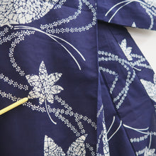 Load image into Gallery viewer, Yukata Navy Butterfly Cotton #11102B1
