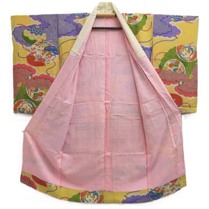 Juban Vintage(1920-1950) Light Yellow Phoenix Silk #10371F4