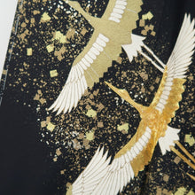 Load image into Gallery viewer, Tomesode Black Gold Embroidery Crane Birds Tall Silk #10396F5
