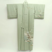 Load image into Gallery viewer, Kimono Pale Green Crane Birds Pine Tree Silk #9661J2
