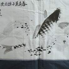 Load image into Gallery viewer, Men's Haori Black Blue Ohshima Leaping Carp Silk #10885E4

