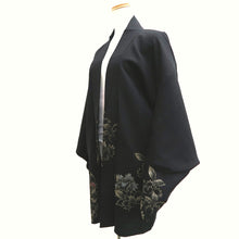 Load image into Gallery viewer, Haori Jacket Vintage(1950-1980) Black Gold Flower Silk #10057D1
