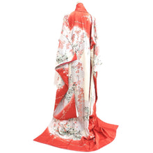 Load image into Gallery viewer, Furisode Light Red Plum blossom Peacock Tall Silk #10558B4
