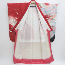 Load image into Gallery viewer, Furisode Red Crane Sakura Tall Silk #9701J5
