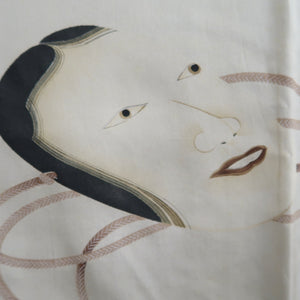 Men's Haori Vintage(1950-1980) Blue Black Hannya Mask Silk #10441A3