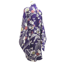 Load image into Gallery viewer, Haori Jacket Vintage(1920-1950) Blueish Purple Floral pattern Silk #11048A3
