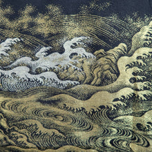 Load image into Gallery viewer, Haori Jacket Vintage(1950-1980) Black Gold Silver Curling Wave Cloud Silk #10828E2
