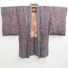 Load image into Gallery viewer, Haori Jacket Vintage(1920-1950) Wine red Light Blueish Shibori Kumoshibori Long Silk #9963C1
