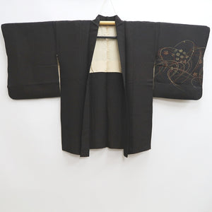 Haori Jacket Vintage(1950-1980) Black Gold Chrysanthemum Silk #10102D2