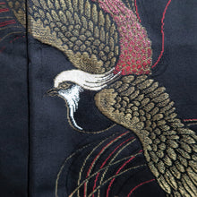 Load image into Gallery viewer, Haori Jacket Black Gold Red Bird Silk #10998F4

