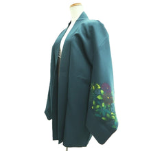 Load image into Gallery viewer, Haori Jacket Dark Green Flower Silk #10860E3
