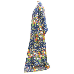 Kimono Blue Chrysanthemum Silk #10528B2