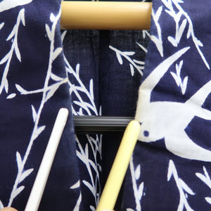 Yukata Vintage(1950-1980) Navy Swallow Willow Cotton #10481A5