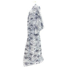 Load image into Gallery viewer, Yukata Vintage(1950-1980) White Navy Wave Cotton #10490B1
